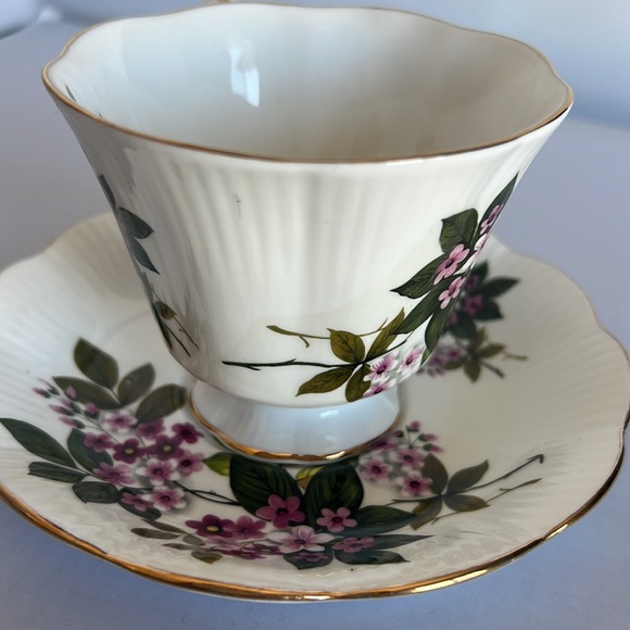 Royal Albert Bone China Tea Cup & Saucer Set Purple Violets Gold Trim - Picture 5 of 9